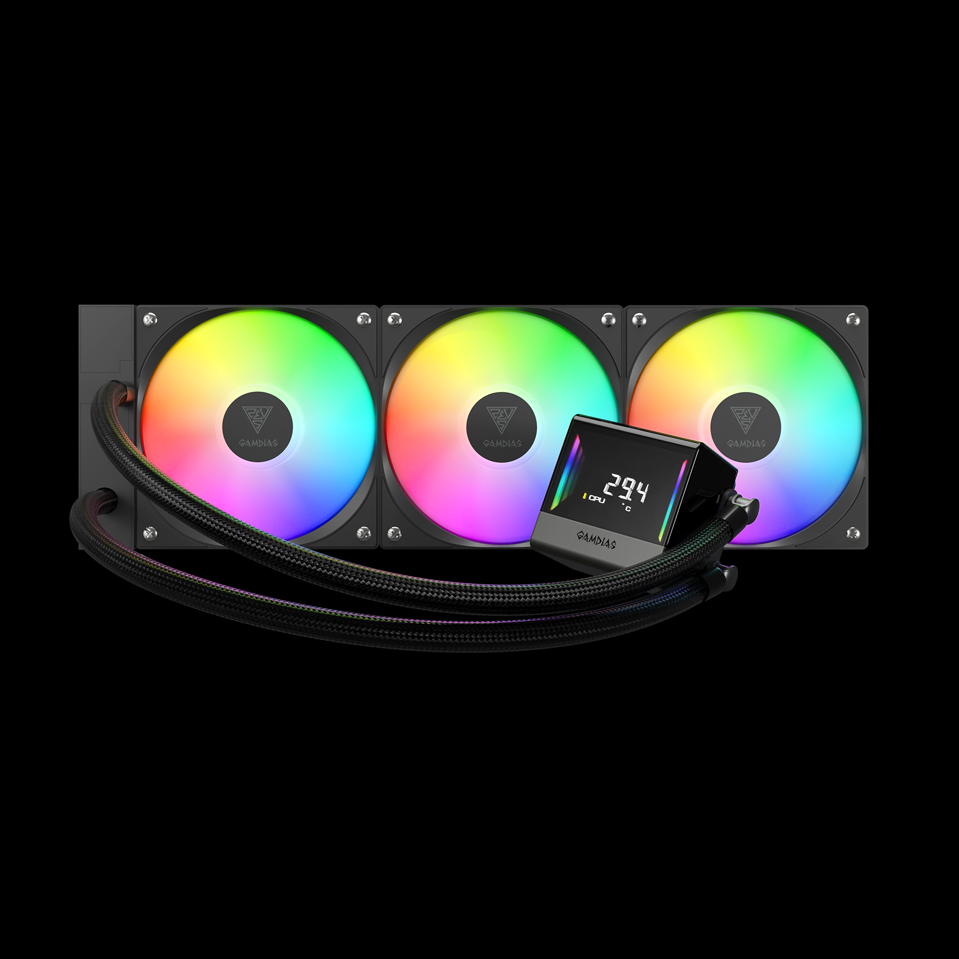 GAMDIAS CHIONE E4-360 AIO Digital Display Infinity Mirror Liquid Cooler - Black