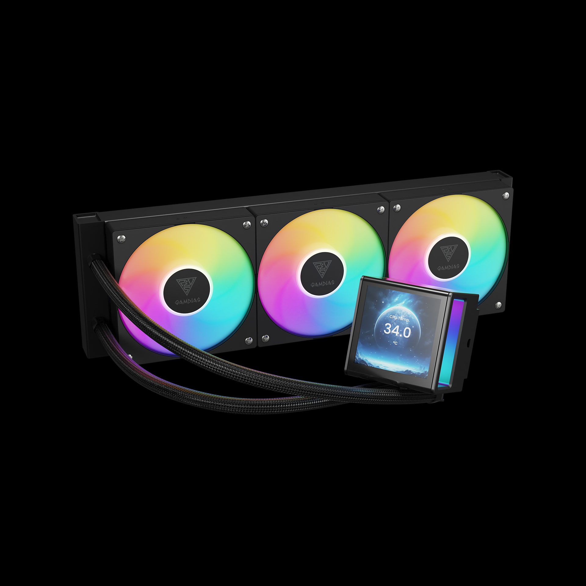 GAMDIAS CHIONE P5-360 ARGB Liquid Cooler with IPS LCD Display - Black