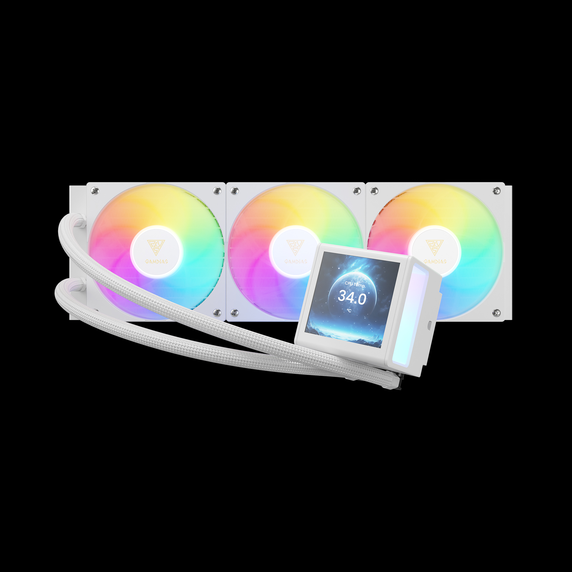 GAMDIAS CHIONE P5-360 ARGB Liquid Cooler with IPS LCD Display - White