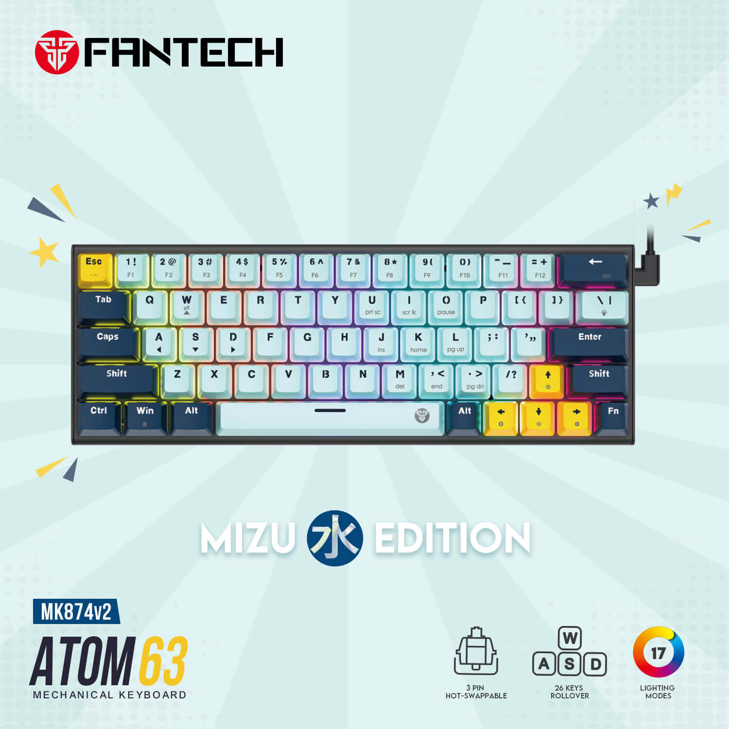 Fantech MK874V2 ATOM 63 Mechanical Gaming Keyboard