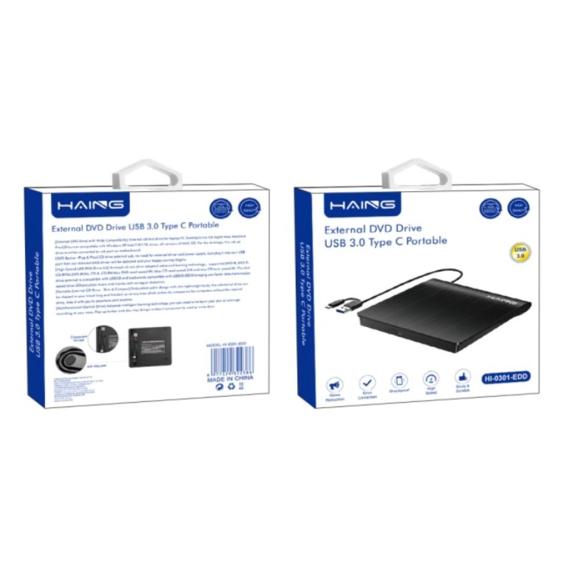 Haing HI-0301-EDD Portable External DVD Drive USB 3.0 Type-C