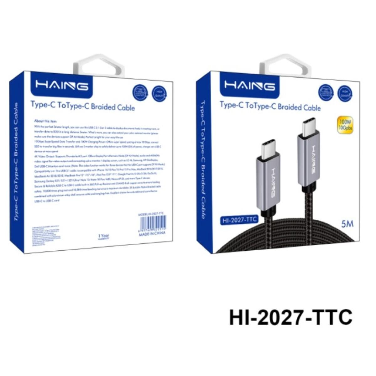 HAING HI-2027-TTC Type-C to Type-C Braided Cable 5M