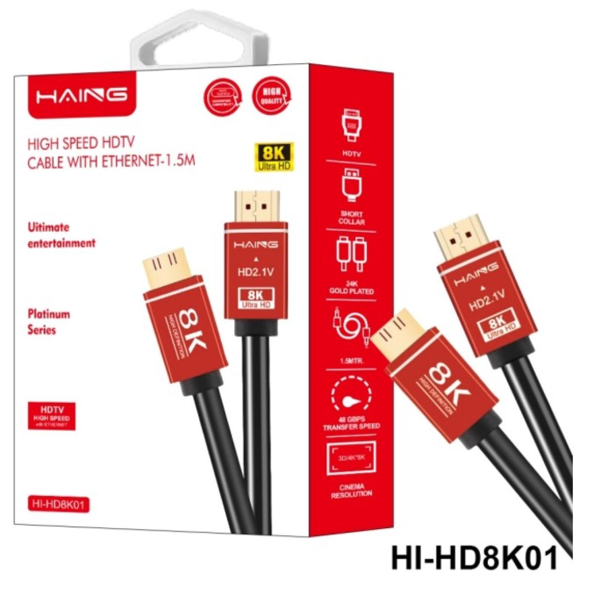 HAING HD8K01 8K High Speed HDMI 2.1 HDTV Cable with Ethernet 1.5M