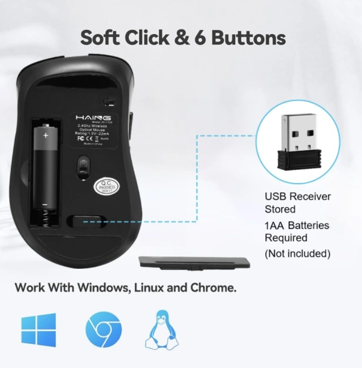 HAING HI-T122 2.4G Wireless Mouse with Type-C Connector