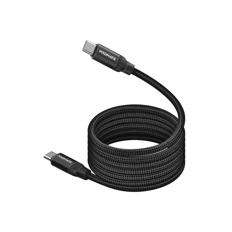 Promate Springy USB-C to USB-C Premium Magnetic Self-Organizing Cable with 60W PD