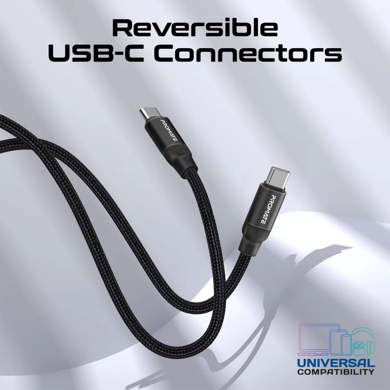 Promate Springy USB-C to USB-C Premium Magnetic Self-Organizing Cable with 60W PD