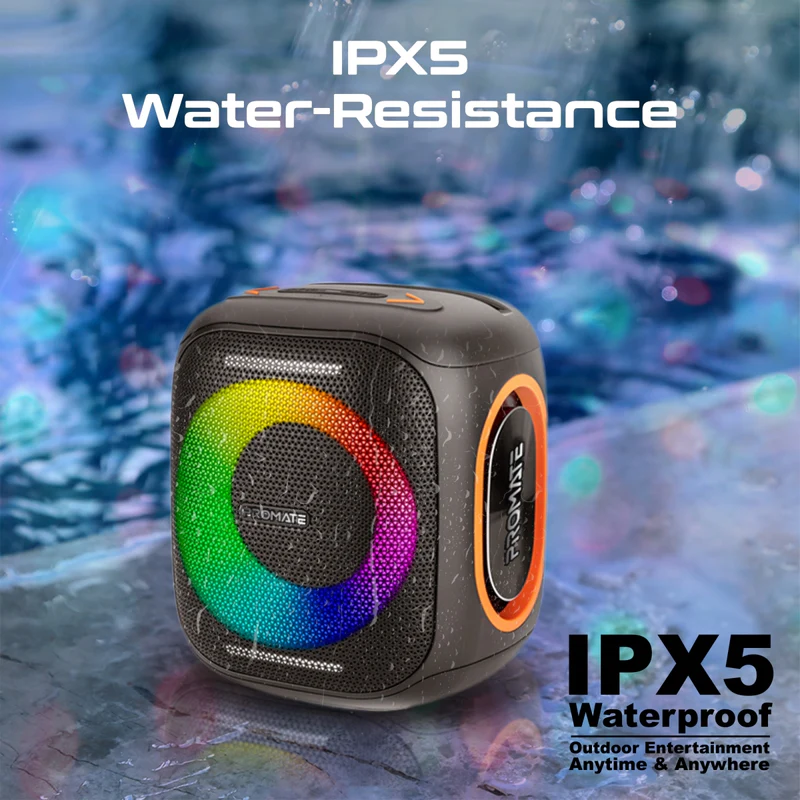 Promate Strike-40 True Wireless Speaker LumiSound HD 40W Stereo Sound HD with Dynamic RGB Light