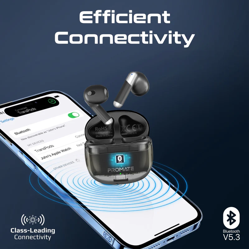 Promate TransPods True Wireless Earbuds - Black