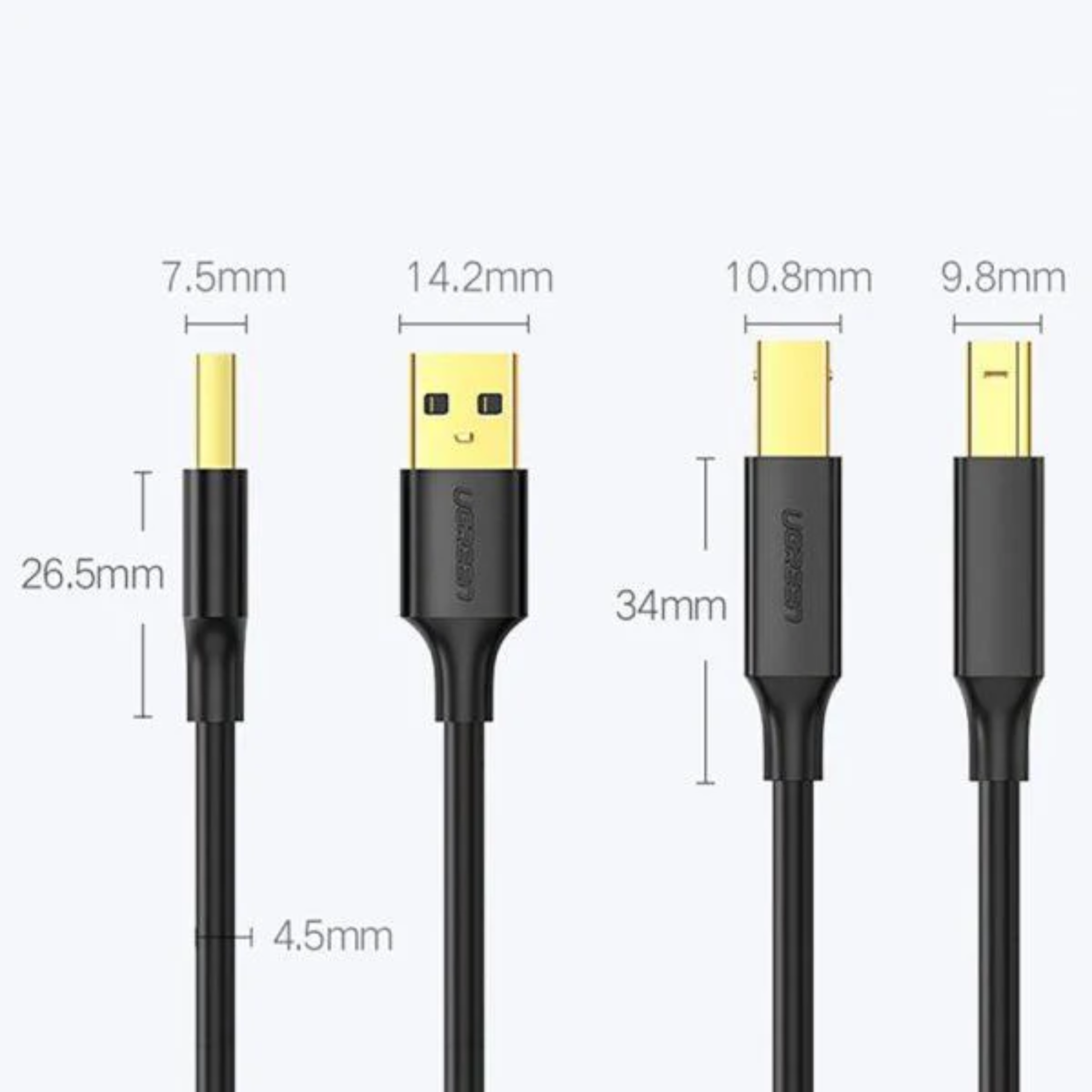 UGREEN USB 2.0 AM to BM Print Cable - Black