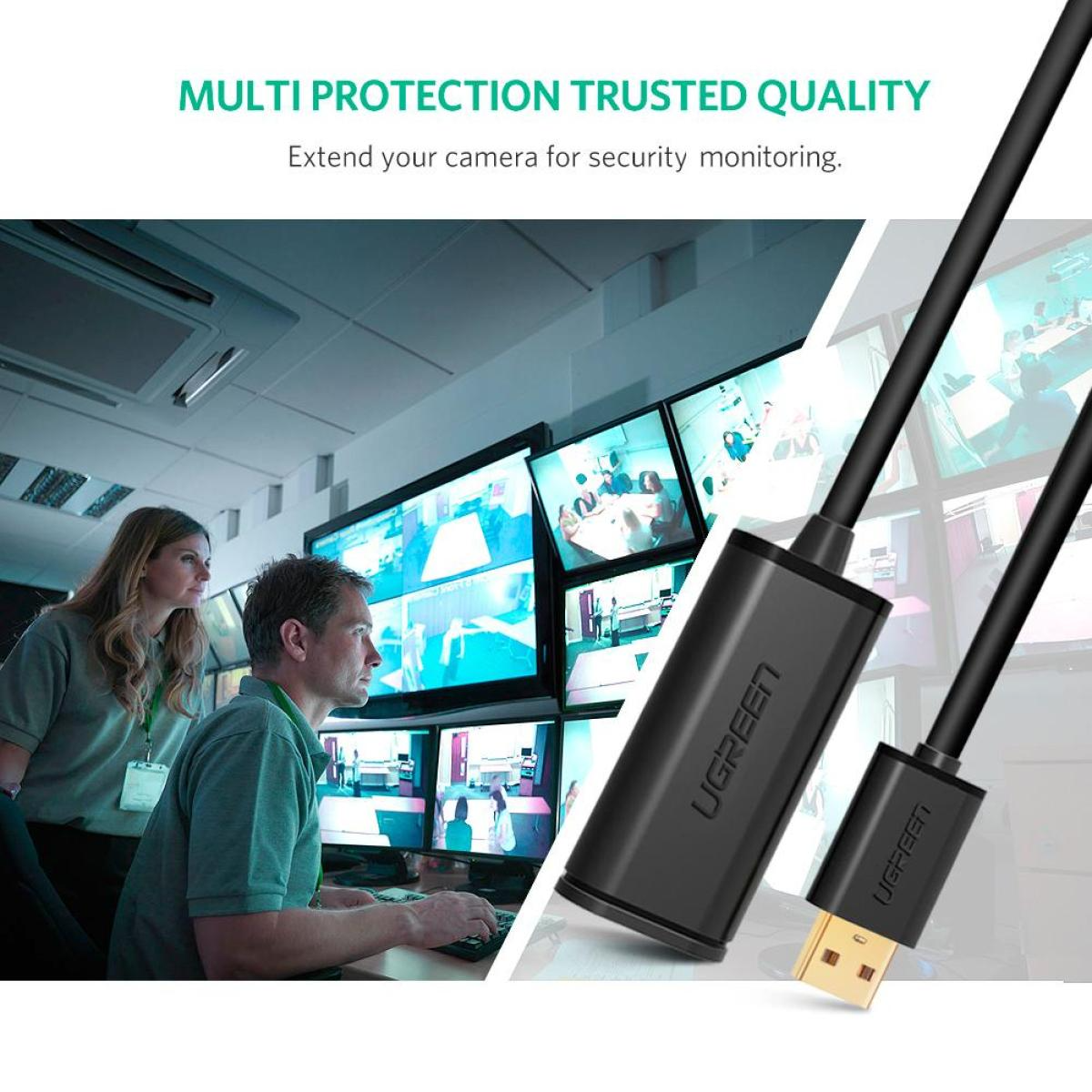 UGREEN USB 2.0 Active Extension Cable with Chipset 5m (Black)-UGREEN-10319