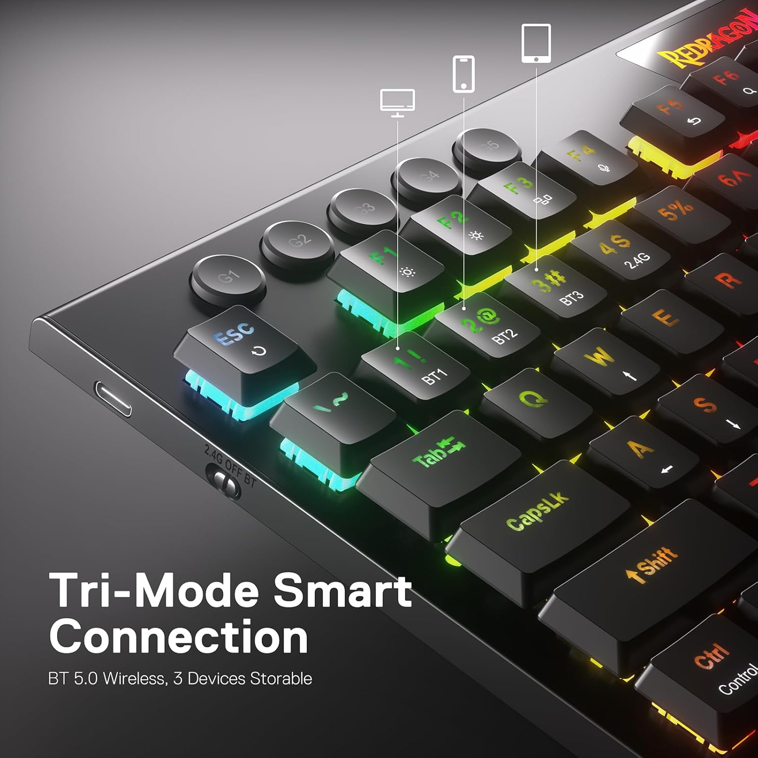 Redragon Horus Pro K618RGB-PRO Compatible with Windows and Mac OS Wireless Gaming Keyboard