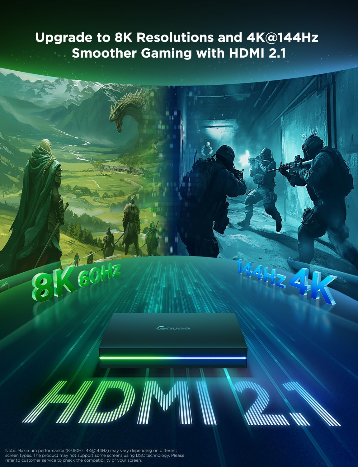 Govee HDMI 2.1 Sync Box Kit 2, Includes AI Sync Box, Light Bars, and Monitor Backlight