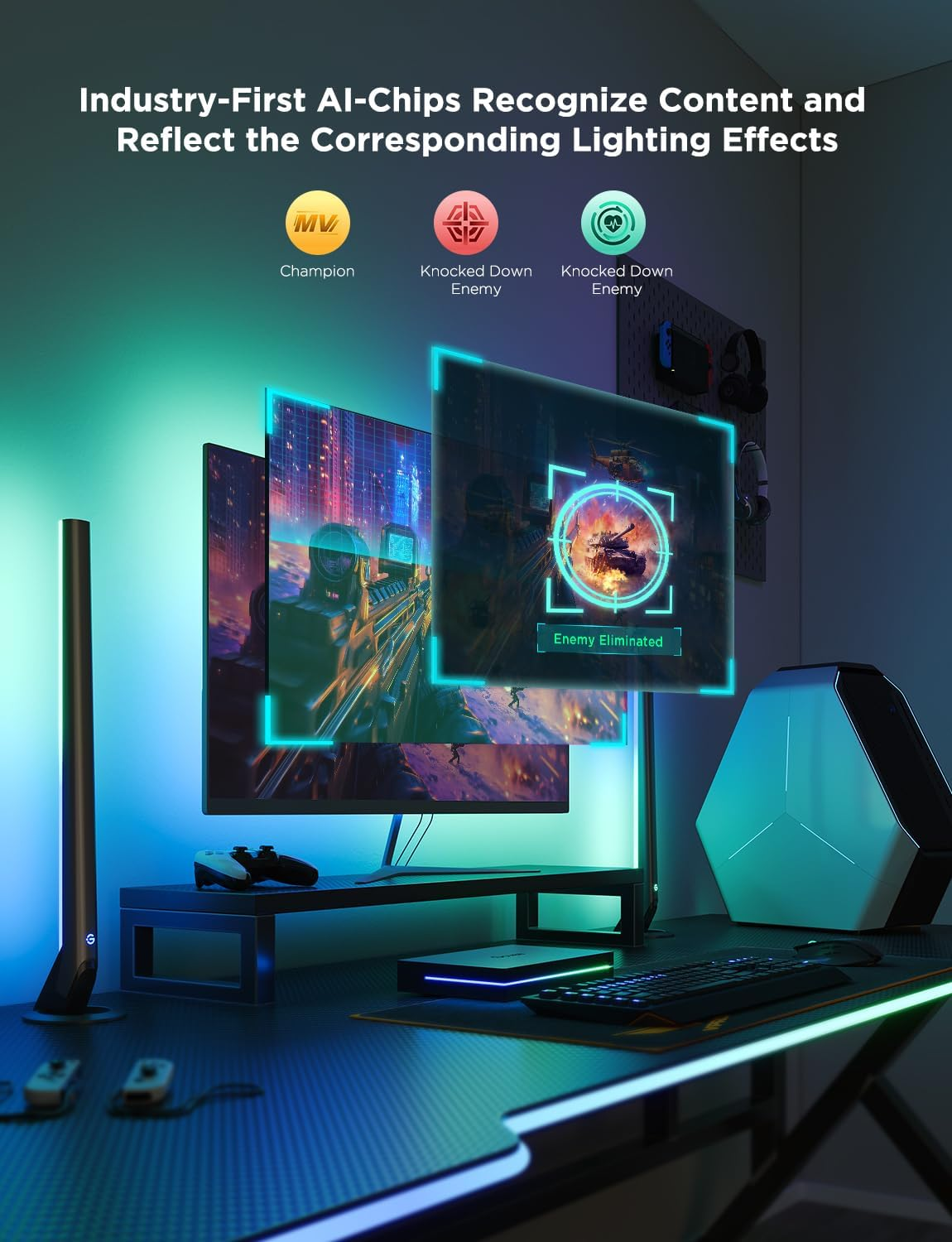 Govee HDMI 2.1 Sync Box Kit 2, Includes AI Sync Box, Light Bars, and Monitor Backlight