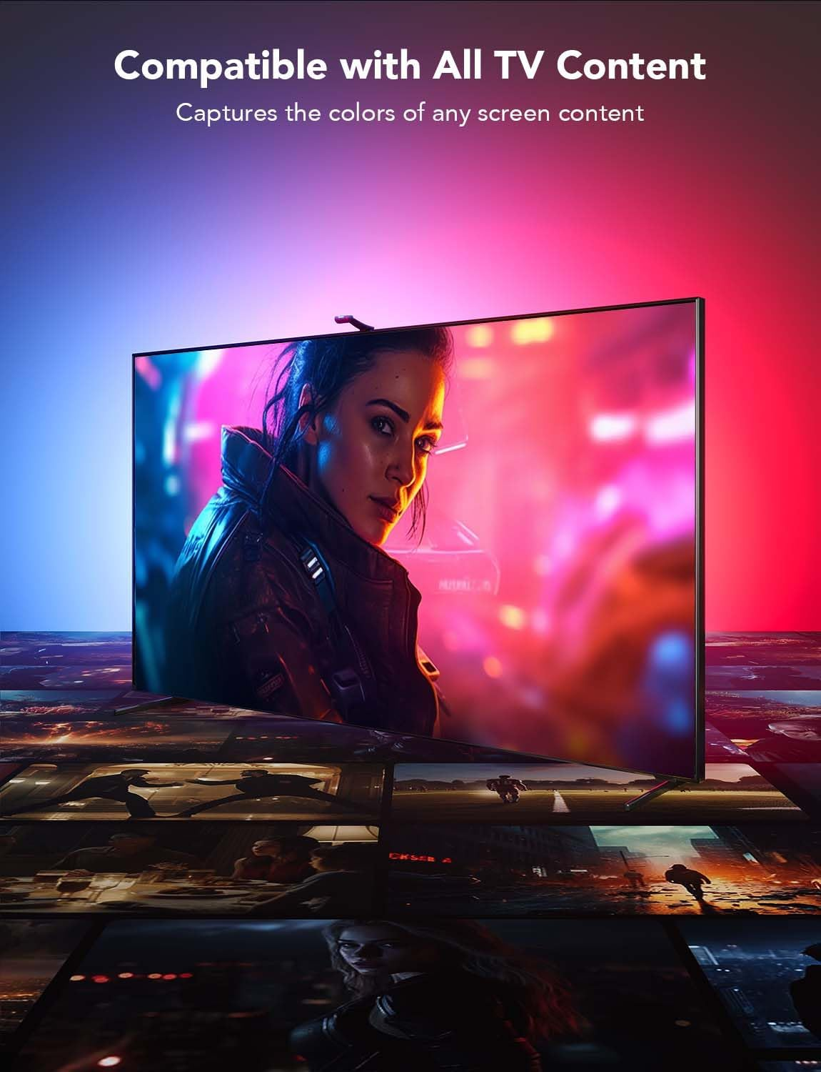 Govee Envisual TV LED Backlight T2 with Dual Cameras, 11.8ft RGBIC Wi-Fi LED Strip Lights for 55-65 inch TVs
