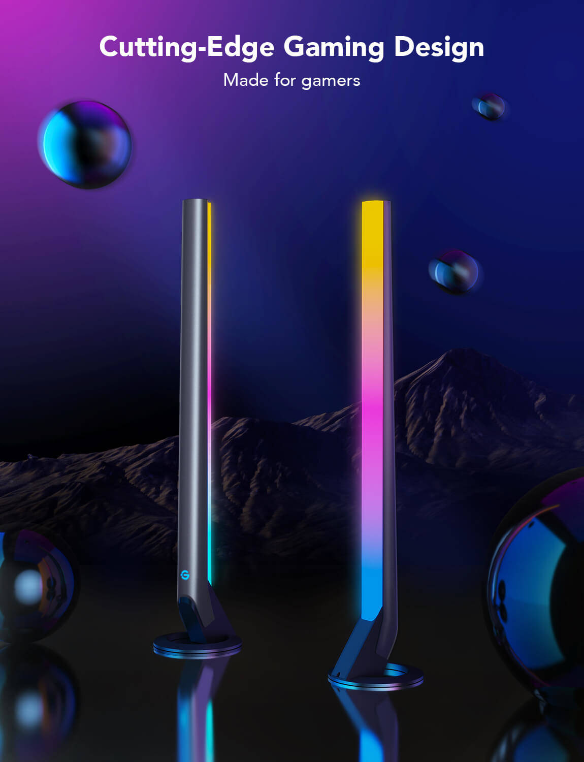 Govee RGBIC Wi-Fi Gaming Light Bars, Smart Dial Controller, RGBIC Technology, 2.4GHz Wi-Fi + Bluetooth Connectivity
