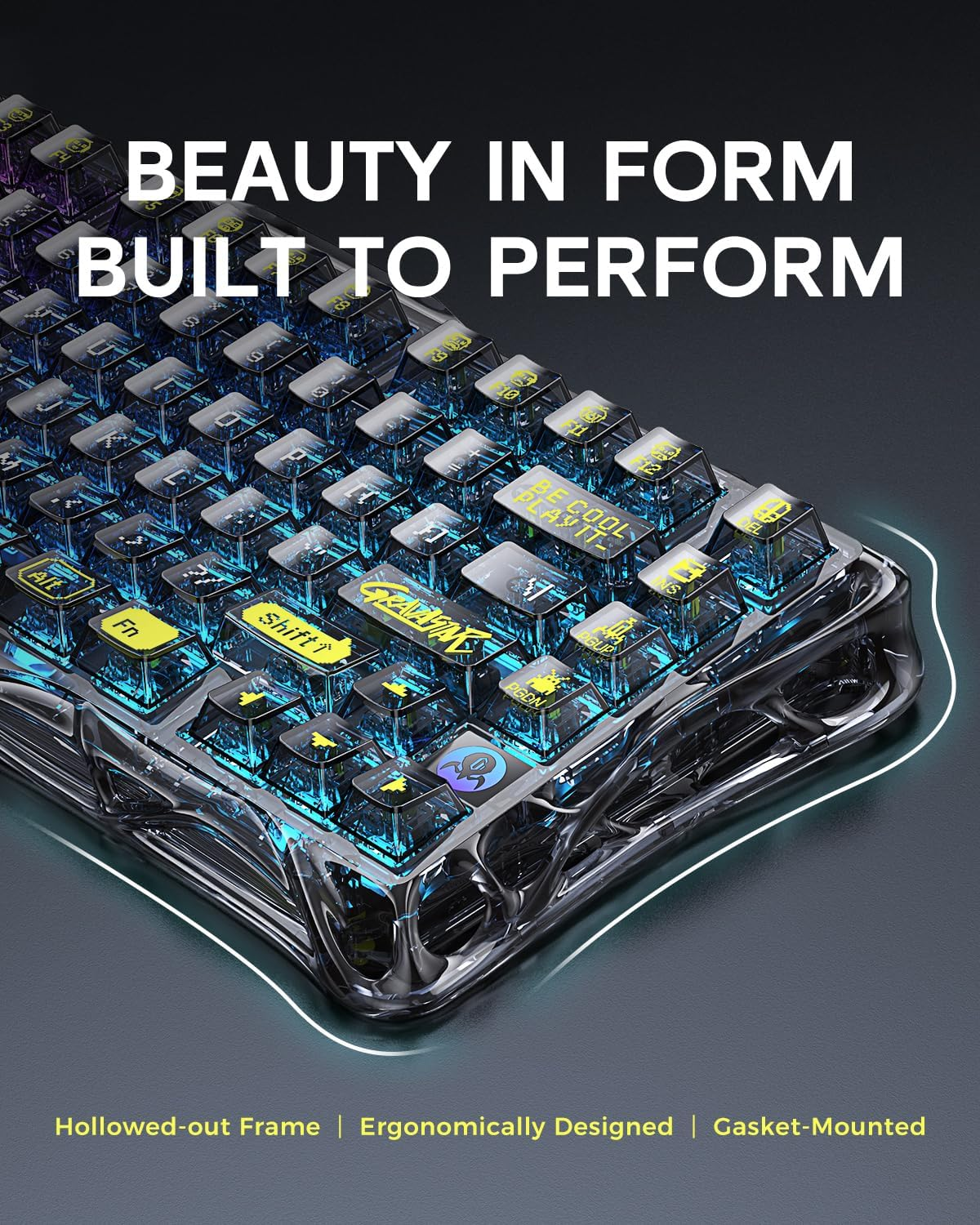 GravaStar Mercury K1 Lite 75% Wireless Mechanical Gaming Keyboard Transparent Black