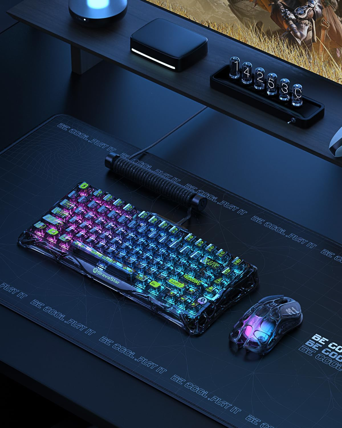 GravaStar Mercury K1 Lite 75% Wireless Mechanical Gaming Keyboard Transparent Black