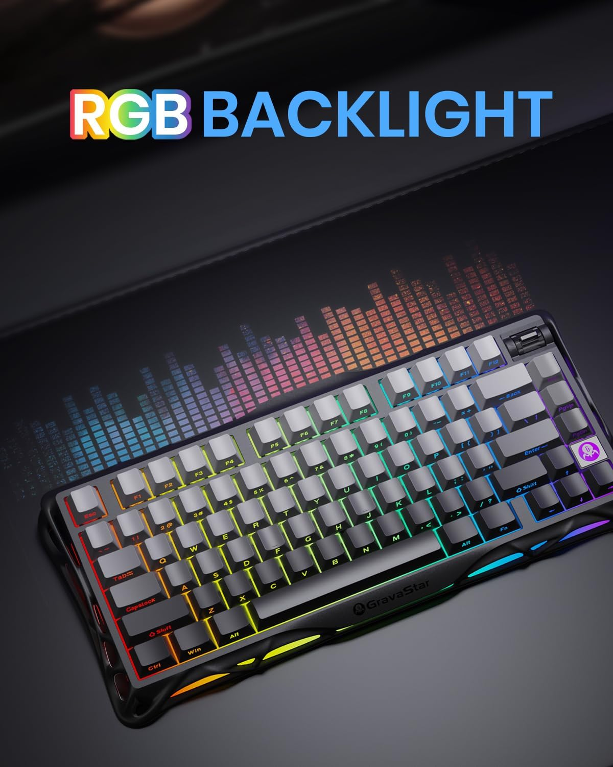 GravaStar Mercury K1 75% Wireless Mechanical Gaming Keyboard - Gradient Black