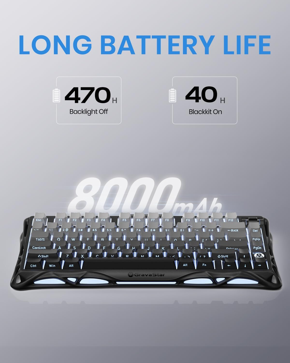 GravaStar Mercury K1 75% Wireless Mechanical Gaming Keyboard - Gradient Black