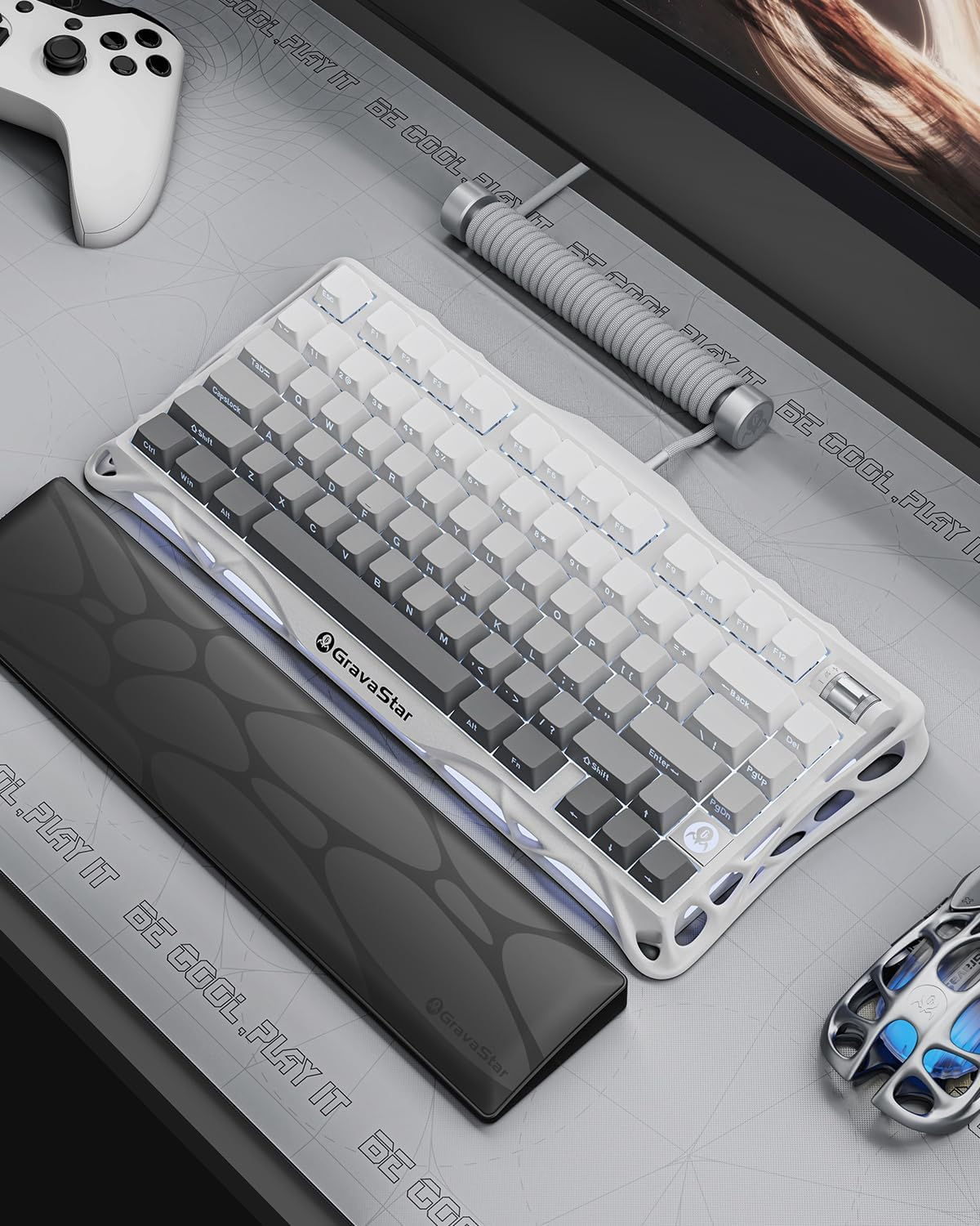 GravaStar Mercury K1 75% Wireless Mechanical Gaming Keyboard - Gradient White