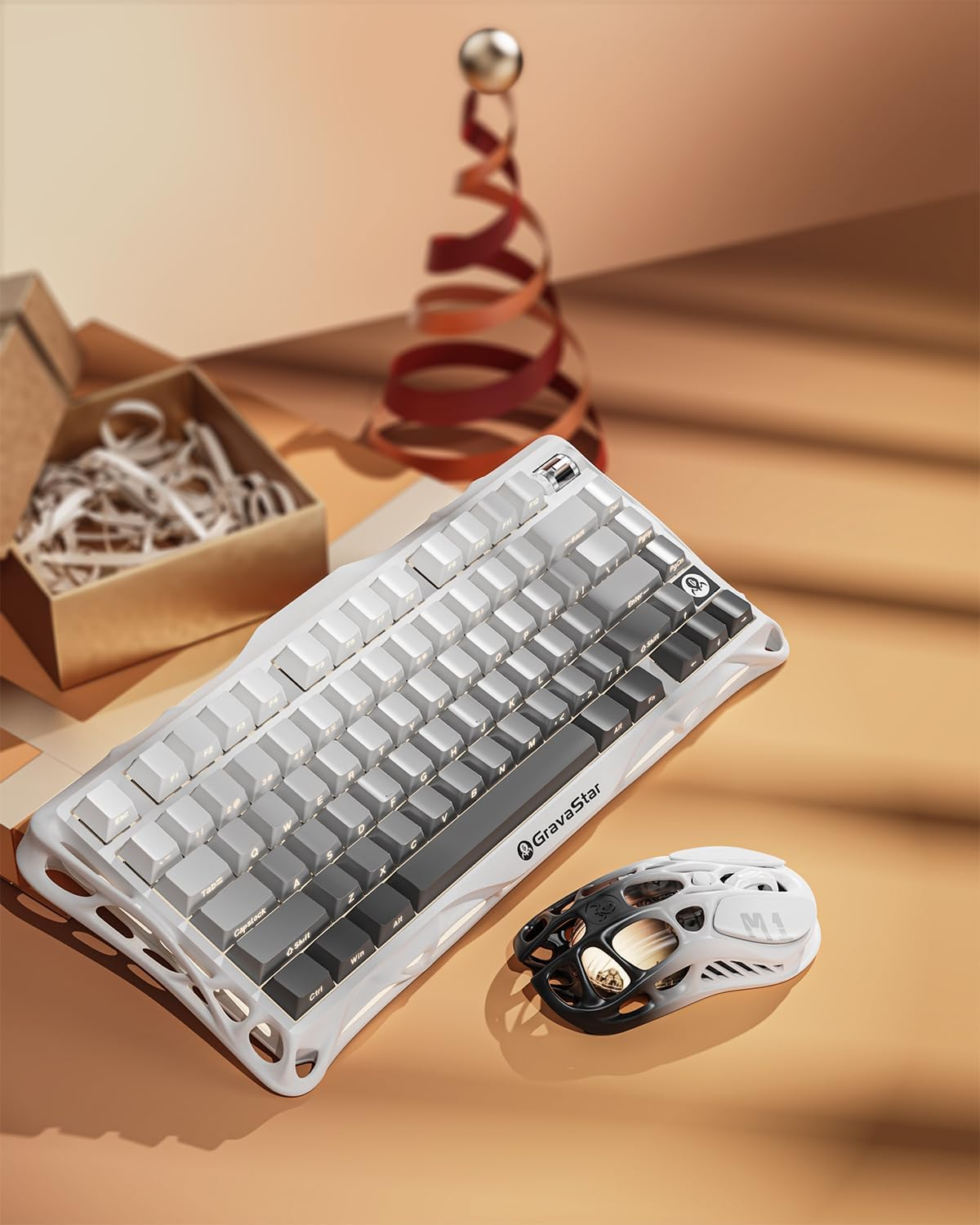 GravaStar Mercury K1 75% Wireless Mechanical Gaming Keyboard - Gradient White