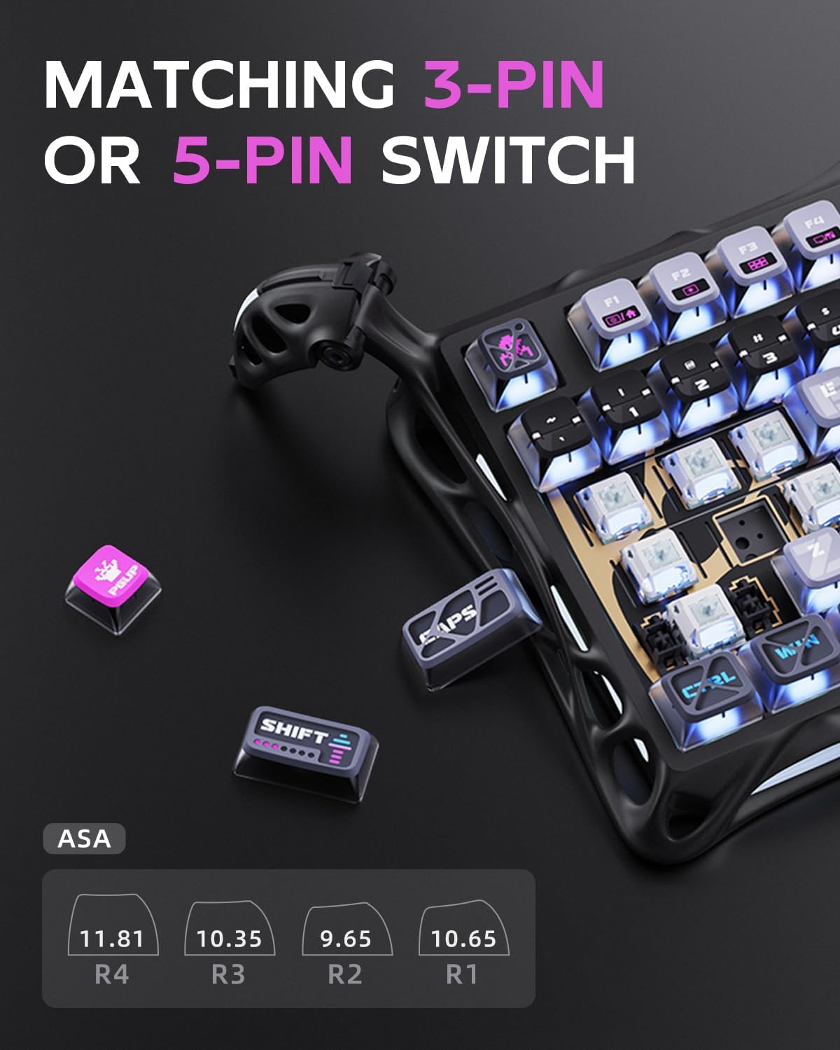 GravaStar Mercury K1 Pro 75% Wireless Mechanical Gaming Keyboard Galaxy Black