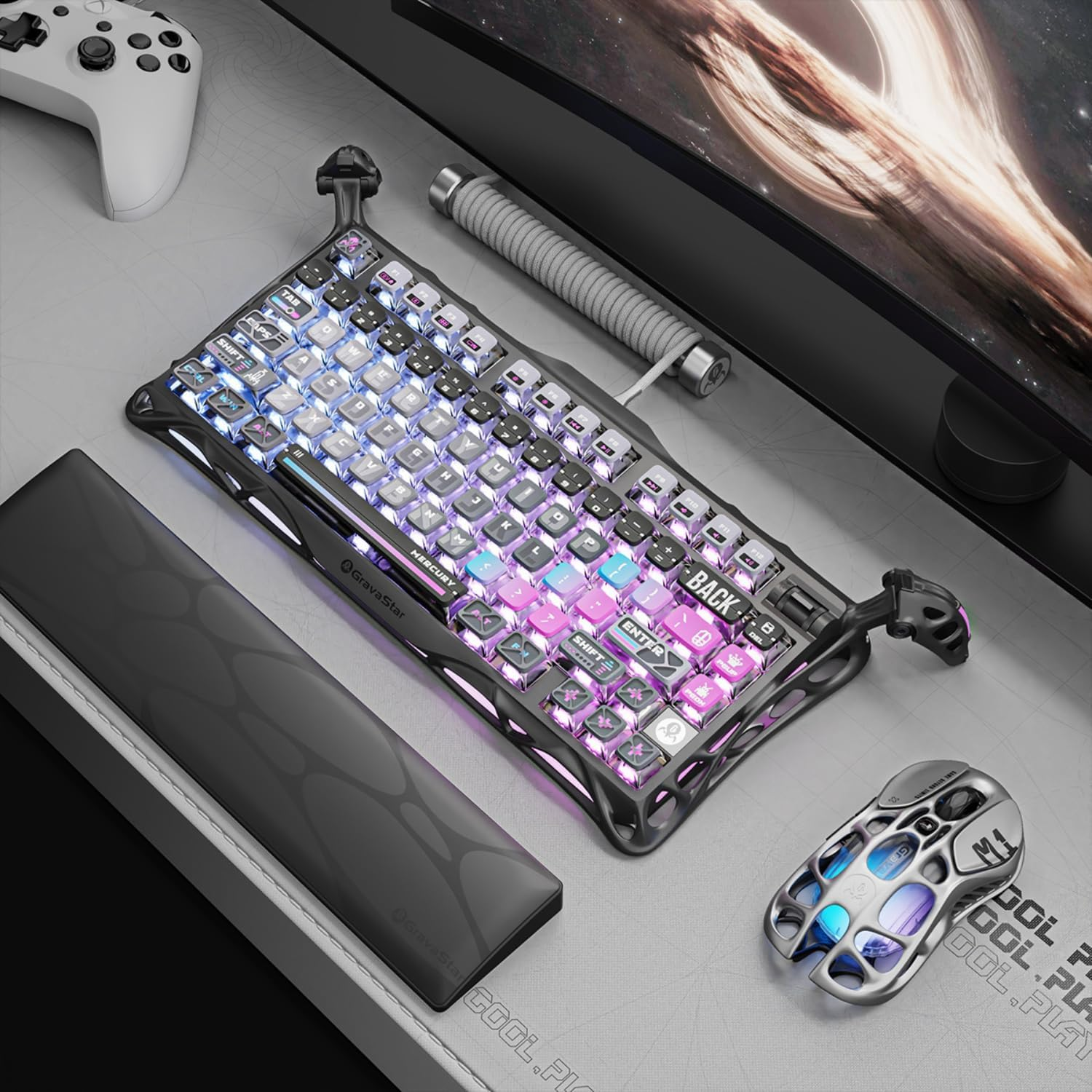 GravaStar Mercury K1 Pro 75% Wireless Mechanical Gaming Keyboard Galaxy Black