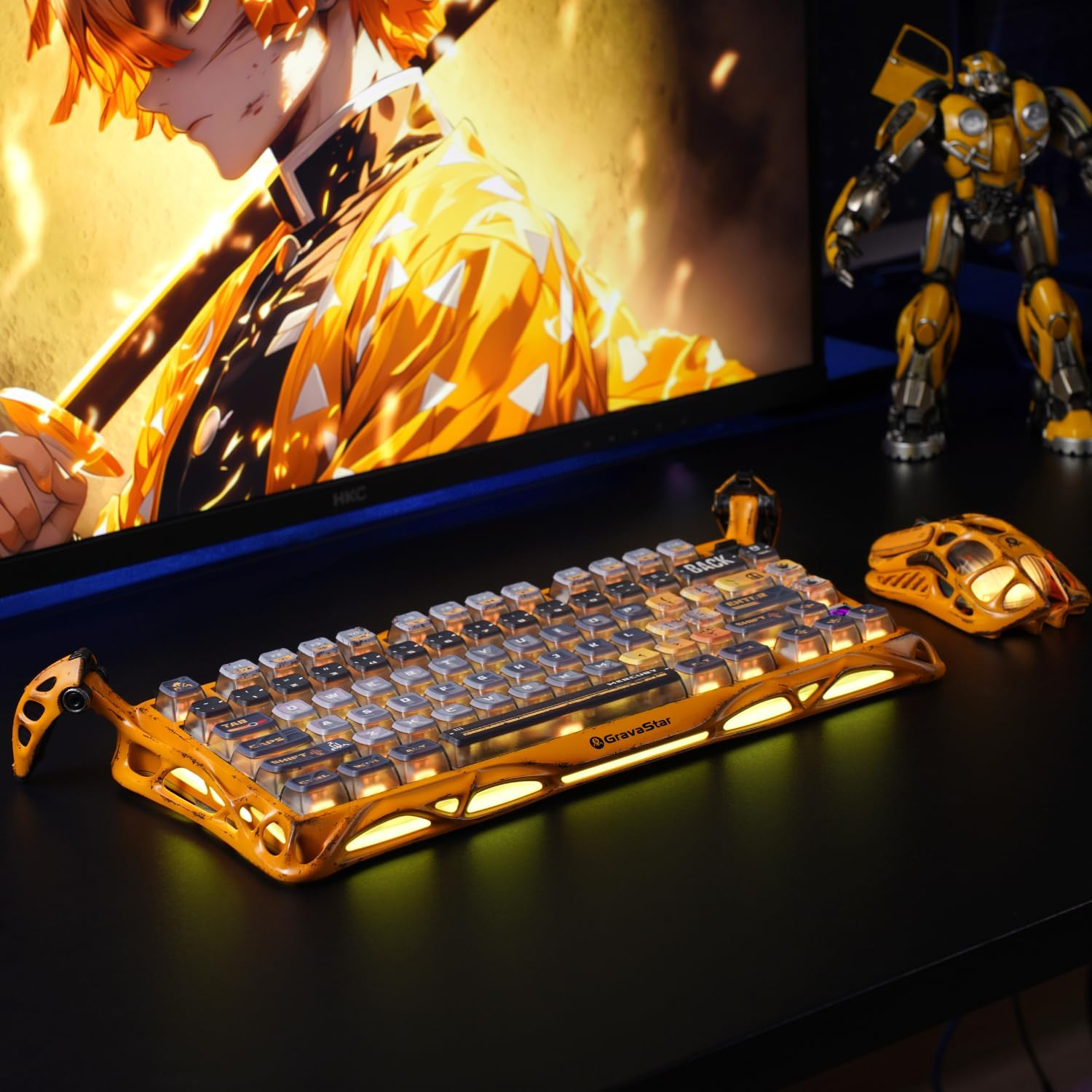 GravaStar Mercury K1 Pro 75% Wireless Mechanical Gaming Special Edition Keyboard - Battle Worn Yellow