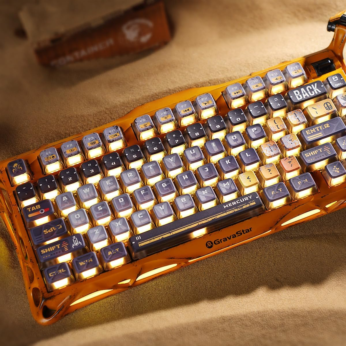 GravaStar Mercury K1 Pro 75% Wireless Mechanical Gaming Special Edition Keyboard - Battle Worn Yellow