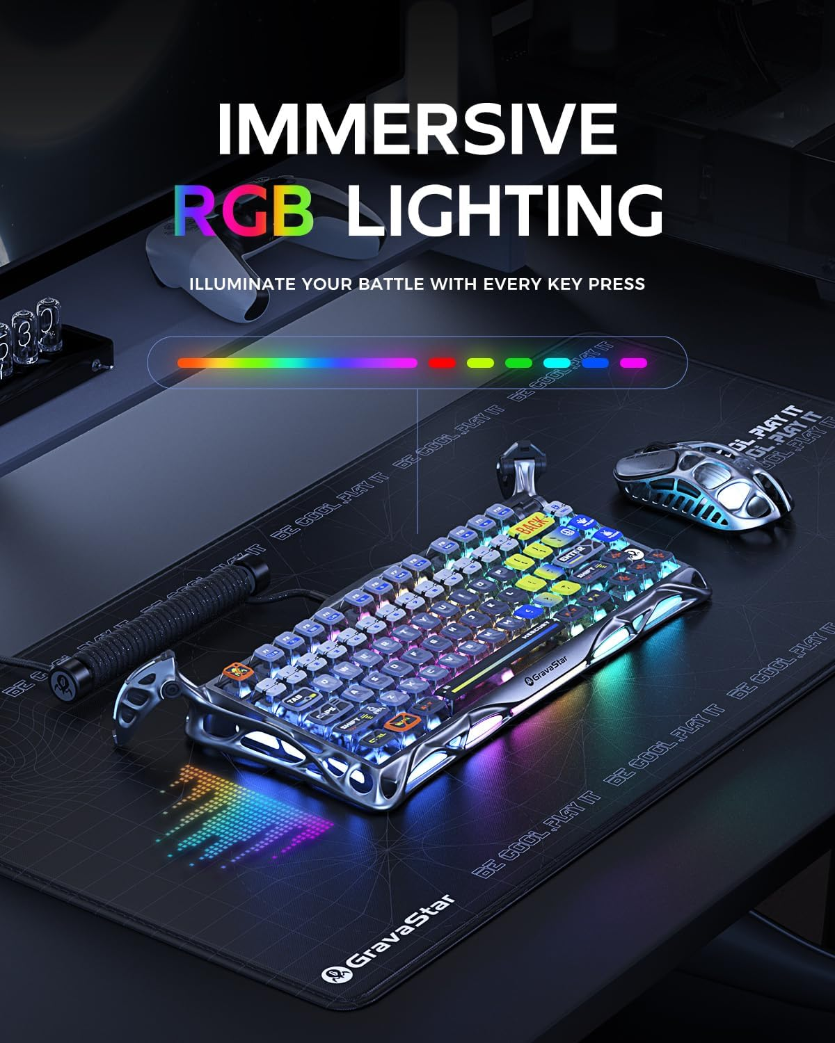 GravaStar Mercury K1 Pro 75% Wireless Mechanical Gaming Keyboard Interstellar Silver