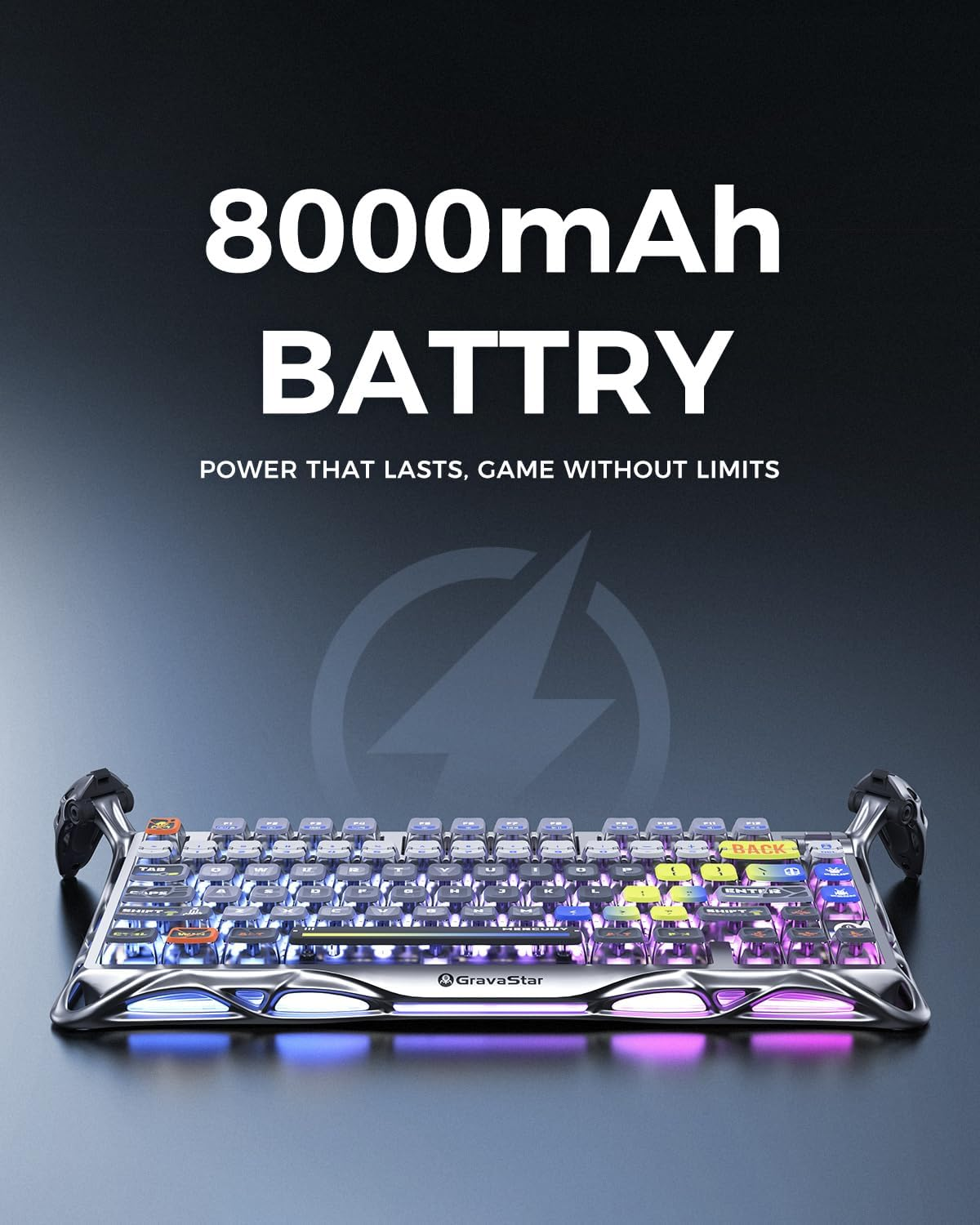 GravaStar Mercury K1 Pro 75% Wireless Mechanical Gaming Keyboard Interstellar Silver