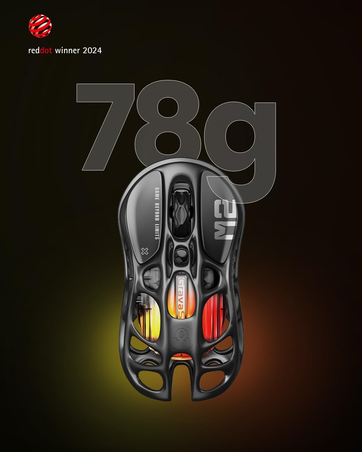 GravaStar Mercury M2 Wireless Gaming Mouse - Stealth Black