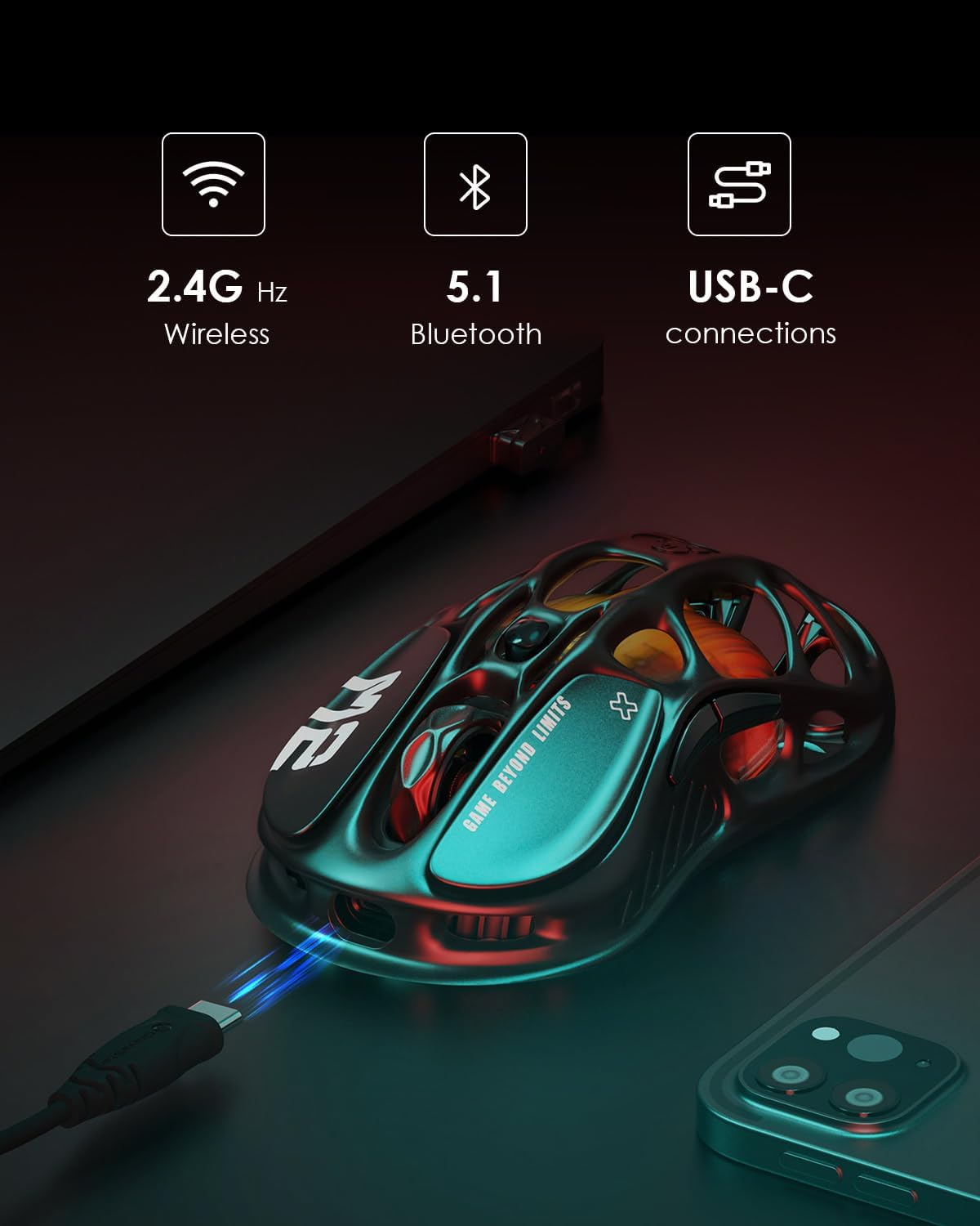 GravaStar Mercury M2 Wireless Gaming Mouse - Stealth Black