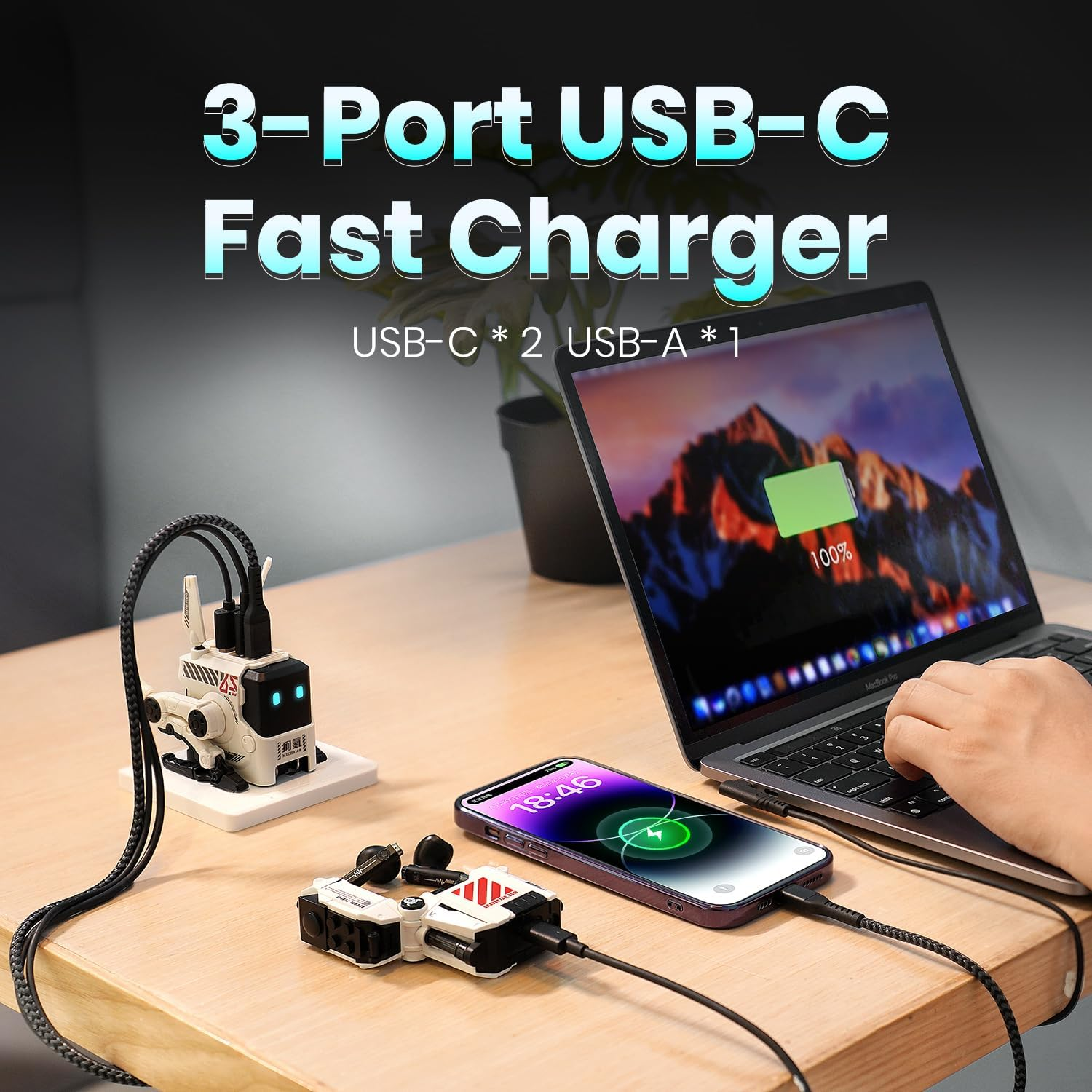 GravaStar Alpha65 65W GaN Fast Charger EU&UK Plug - Dawn White