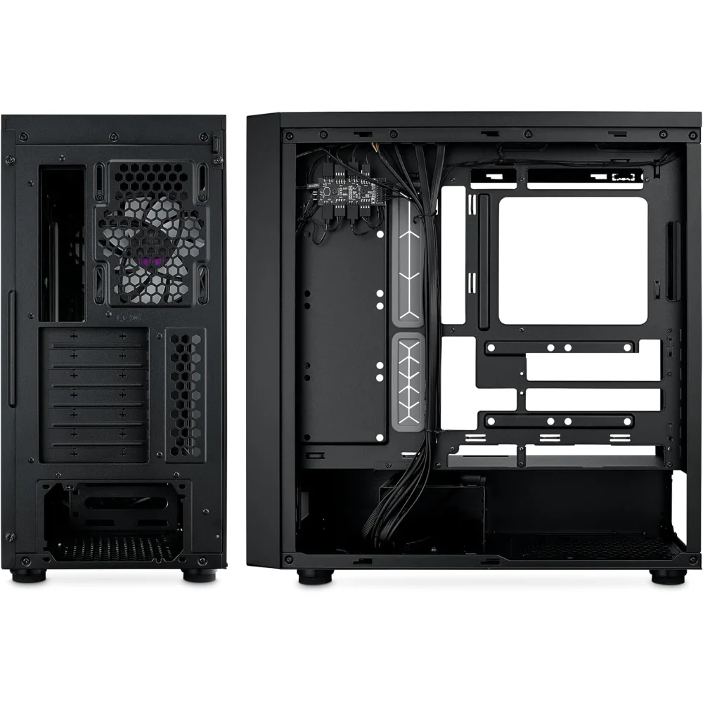Cooler Master MASTERBOX 600 ATX ARGB Mid Tower Tempered Glass Gaming Case, Front Performance MESH Panel -Black