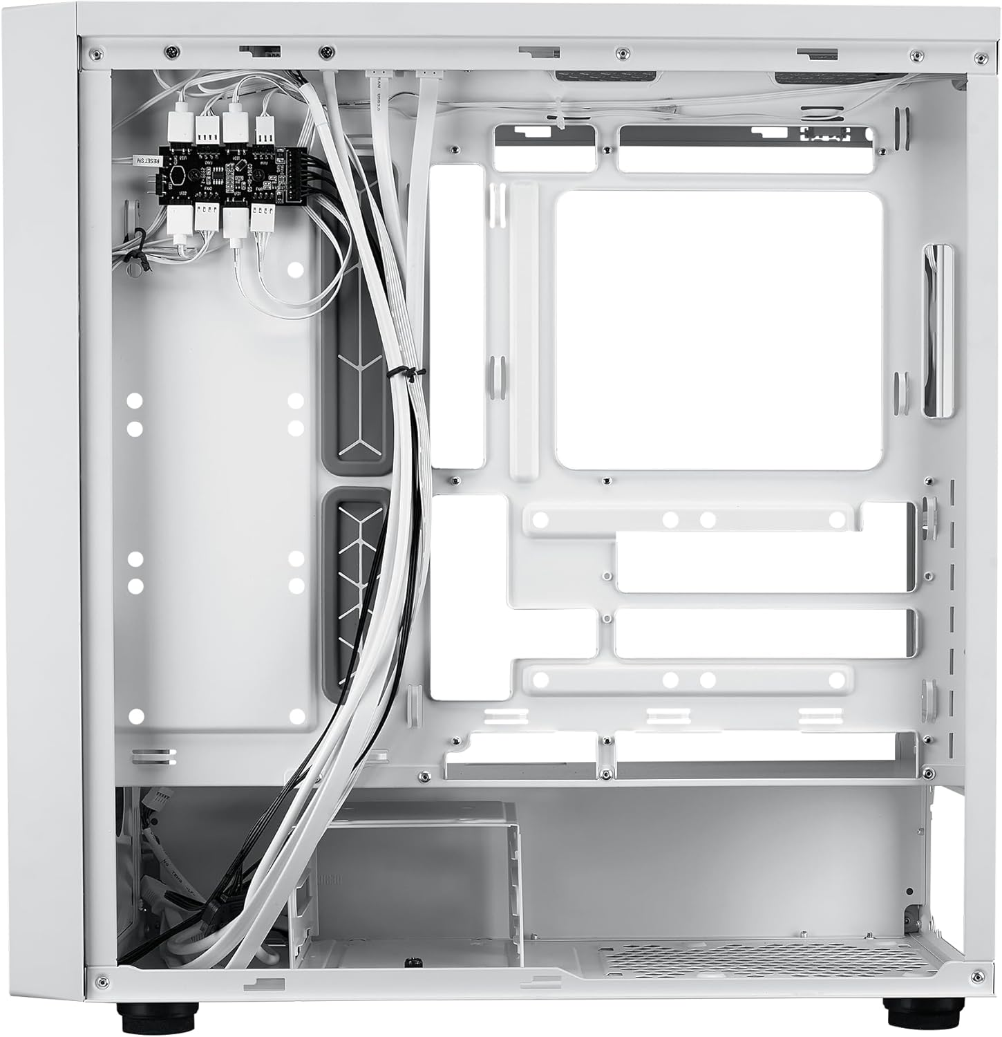 Cooler Master MASTERBOX 600 ATX ARGB Mid Tower Tempered Glass Gaming Case, Front Performance MESH Panel w/ 4 ARGB Fans -White