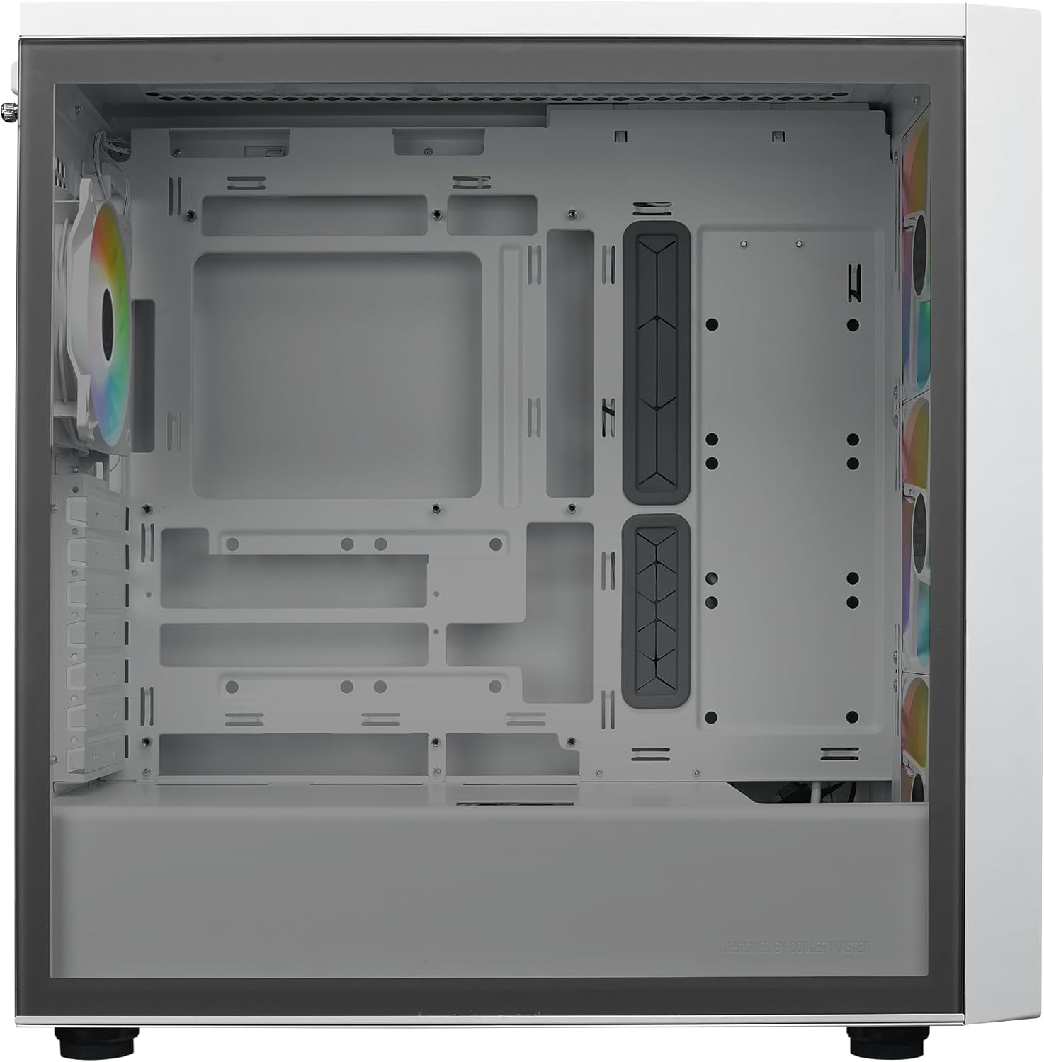 Cooler Master MASTERBOX 600 ATX ARGB Mid Tower Tempered Glass Gaming Case, Front Performance MESH Panel w/ 4 ARGB Fans -White