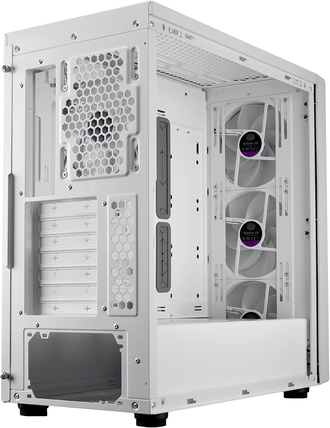 Cooler Master MASTERBOX 600 ATX ARGB Mid Tower Tempered Glass Gaming Case, Front Performance MESH Panel w/ 4 ARGB Fans -White