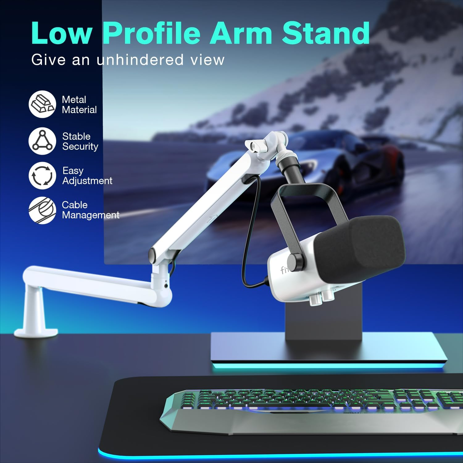 FIFINE BM88 PREMIUM BOOM ARM STAND WHITE