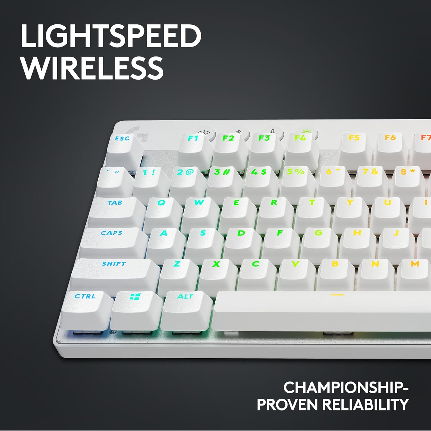 Logitech G PRO X 60 LIGHTSPEED Wireless Ultra Compact TKL 60% Mechanical LIGHTSYNC RGB Dual-Shot PBT Keycaps GX Optical Tactile Switches - White