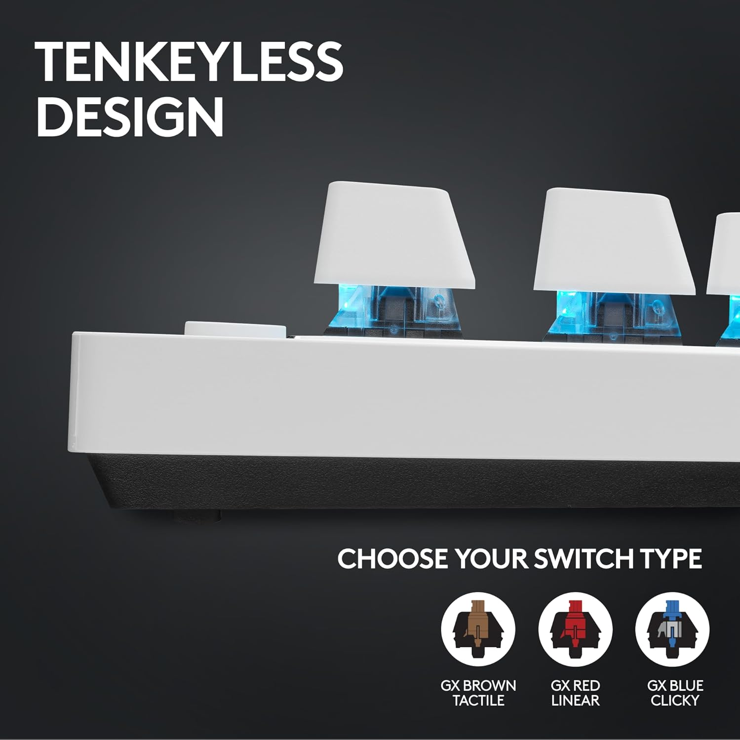 Logitech G PRO X 60 LIGHTSPEED Wireless Ultra Compact TKL 60% Mechanical LIGHTSYNC RGB Dual-Shot PBT Keycaps GX Optical Tactile Switches - White
