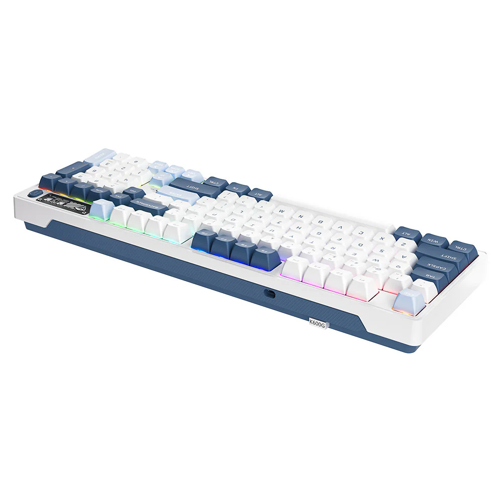 Machenike K600G-B97W Mechanical Keyboard – 97-Key Wireless/Wired Silver Switches Hot-Swappable RGB Backlight – White
