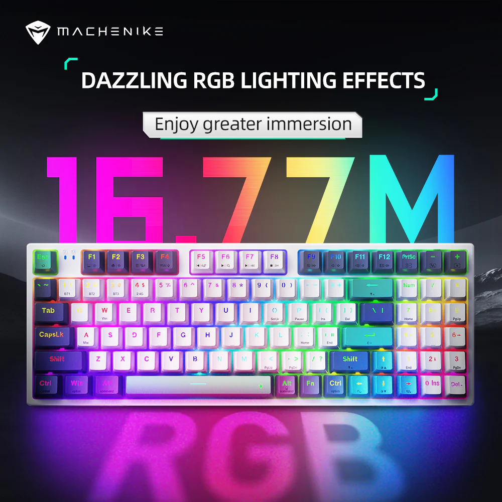 Machenike K500 Pro-B94 Mechanical Keyboard – 94-Key Grey Brown (Tactile) Switches Hot-Swappable Gasket Mount Wireless/Wired
