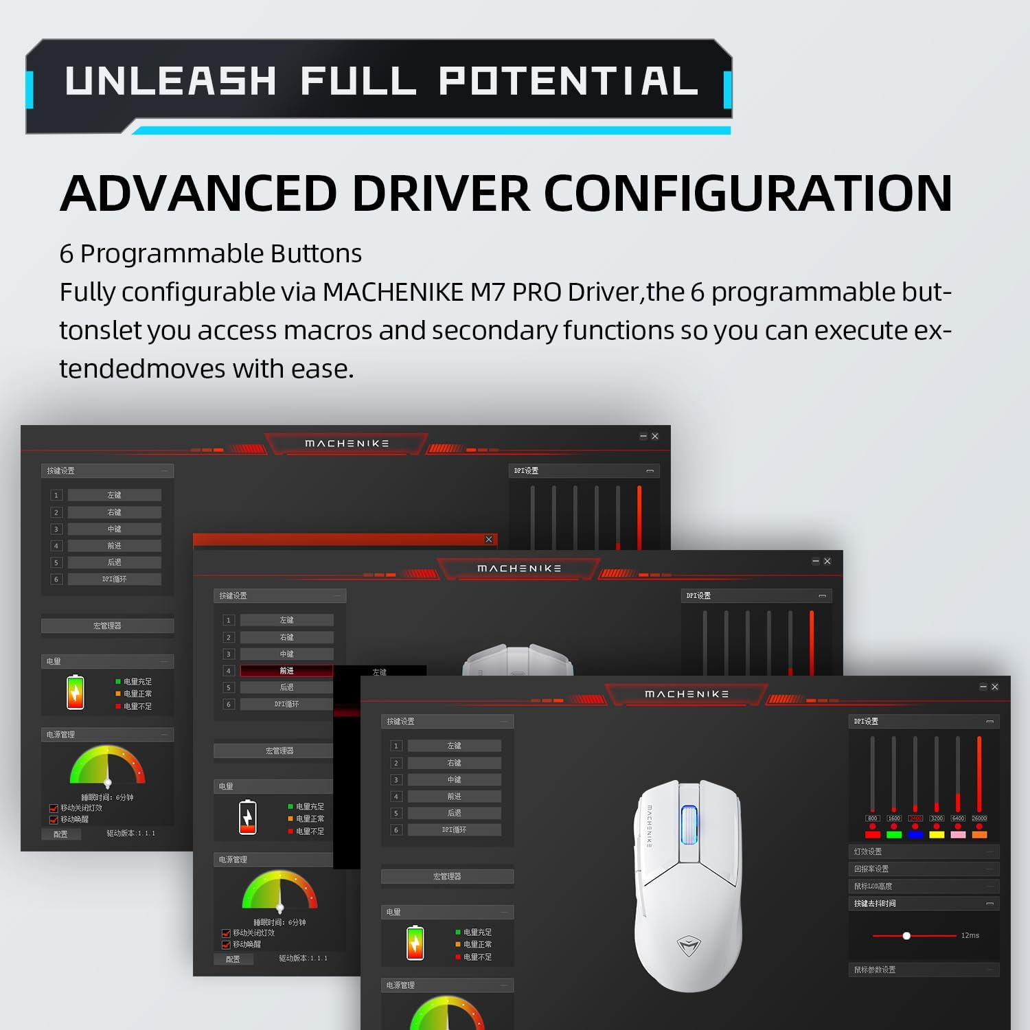 Machenike M7 Pro Wireless Gaming Mouse – White PAW3104 Sensor Wired/2.4GHz Lightweight Design