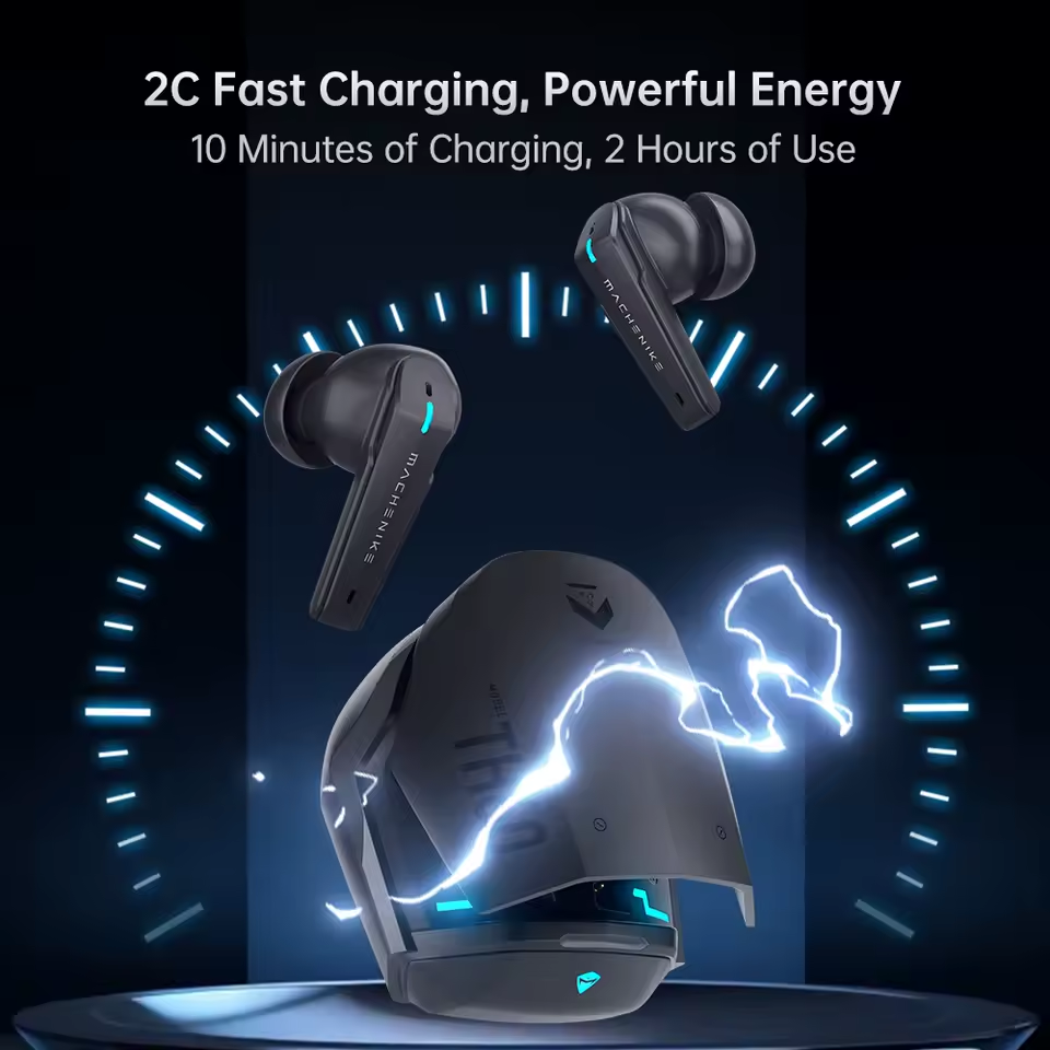 Machenike TH60 TWS Wireless Earphones – Bluetooth 5.4 4-Mic ENC Noise Cancelling Dual Sound Effects (Gaming/Music) Fast Charging 7+ Hours Battery Life