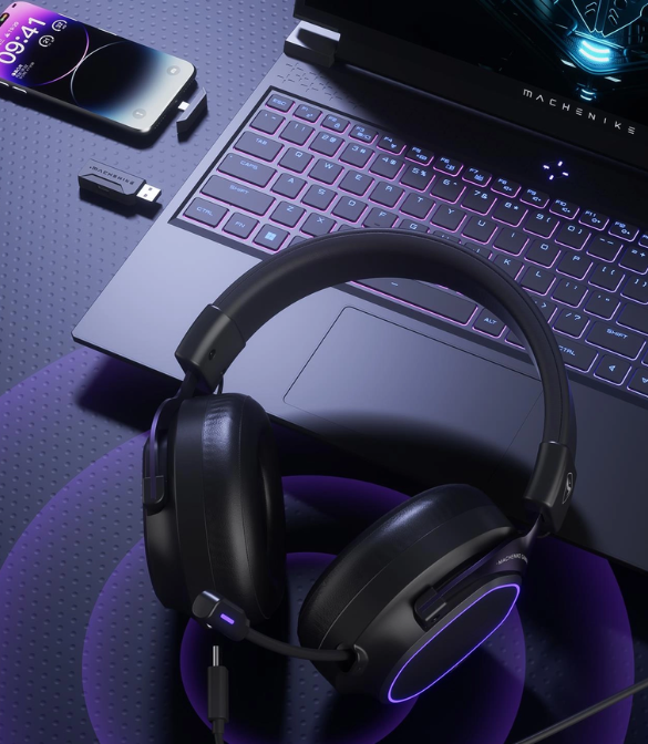Machenike GX30 Pro Tri-Mode Wireless Gaming Headset – Black Multi-Platform High-Quality Audio