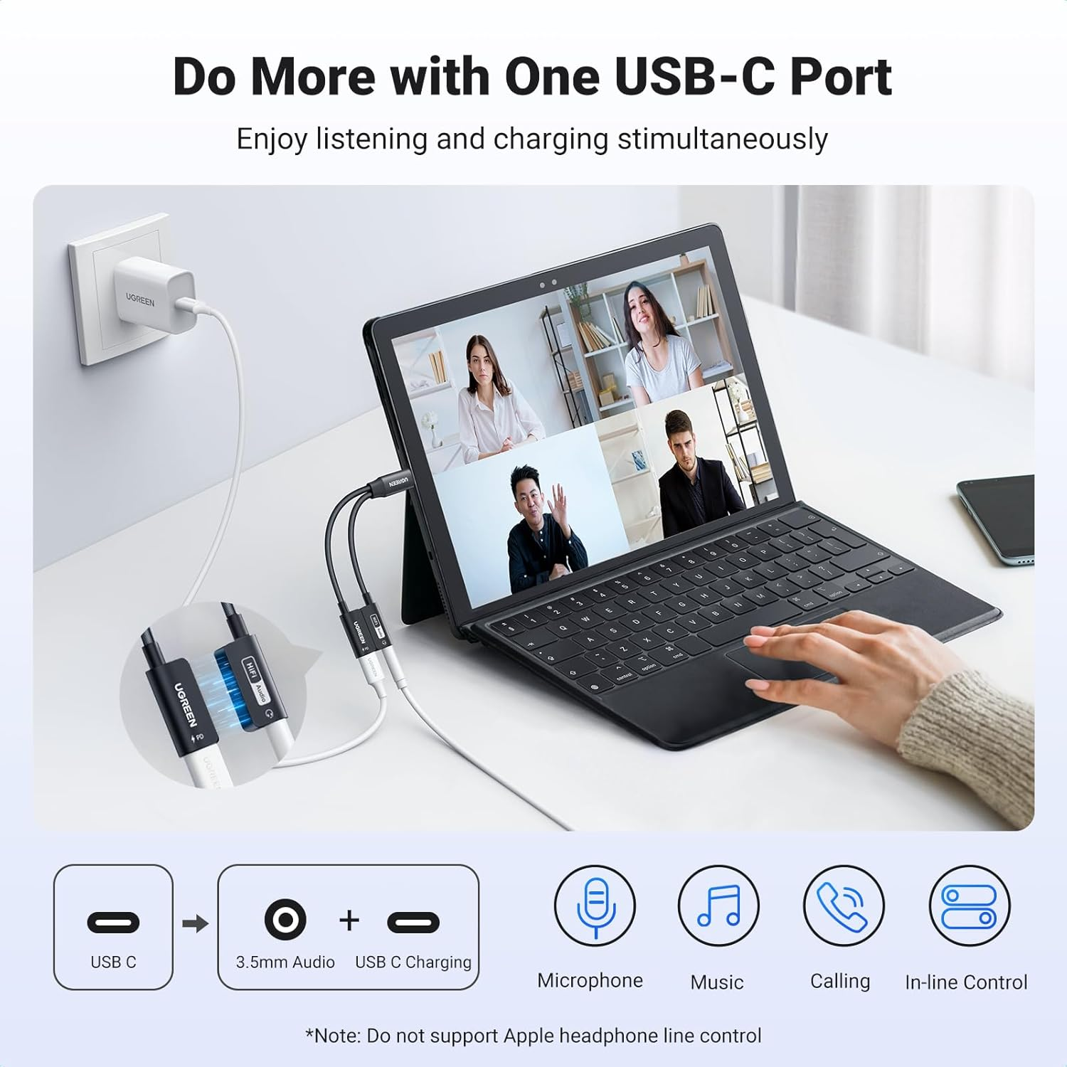 Ugreen 2-in-1 Charge & Audio USB-C Adapter