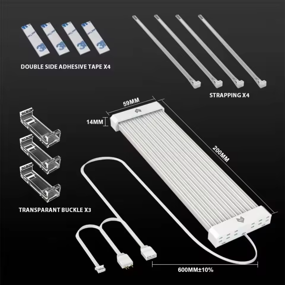 AL200/AL300 Neon Light Board ARGB Extension Cable for 3x8PIN GPU/24 PIN Motherboard Bar 5V 3PIN ARGB Sync Flexible LED Strip - White