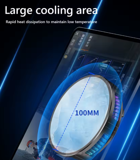 Magnetic Universal Tablet Cooler with Temperature Display for iPad Cooling Fan RGB Lighting 18W for IPad/Surface Pro/Samsung Tab