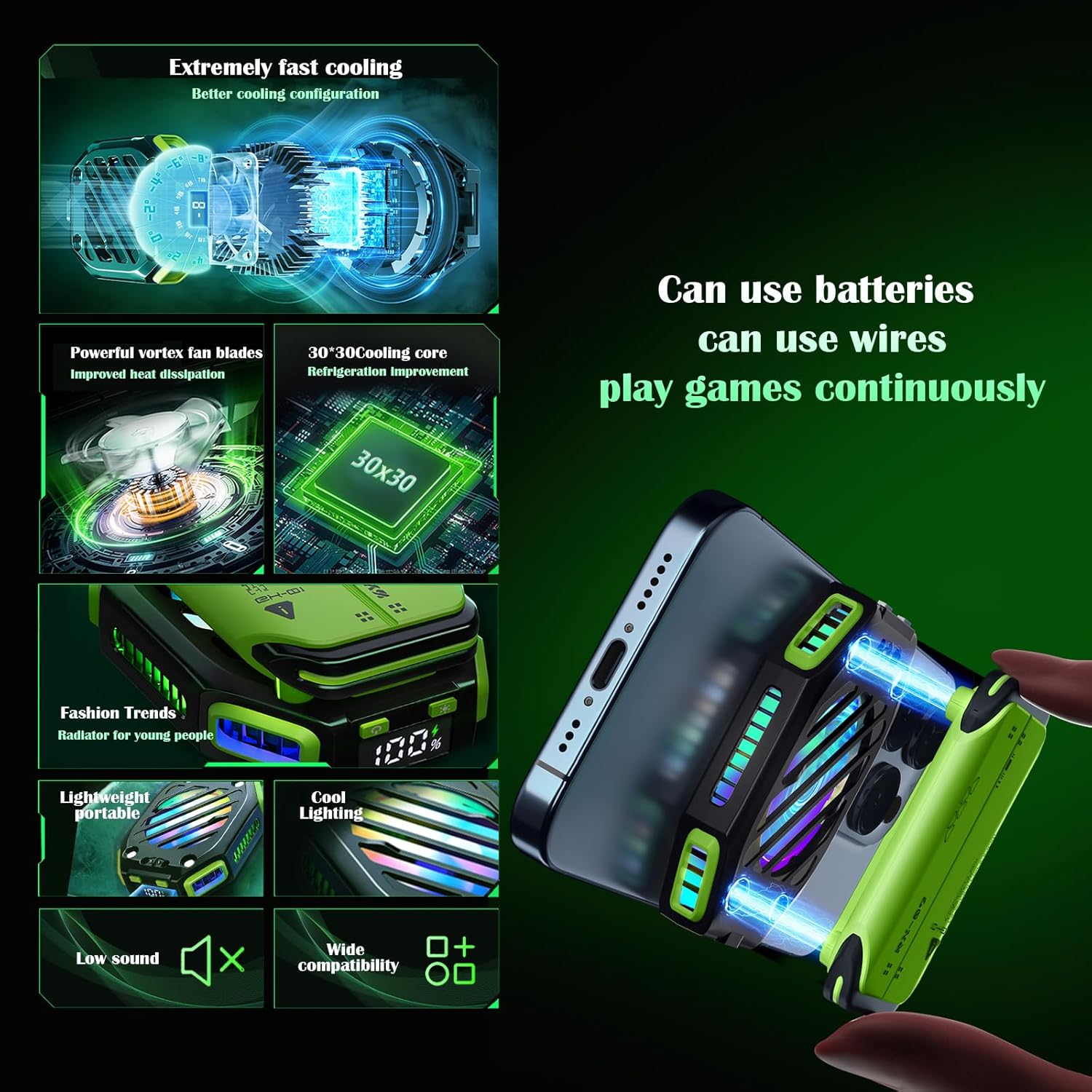 Magnetic Phone Cooler with Rechargeable Battery